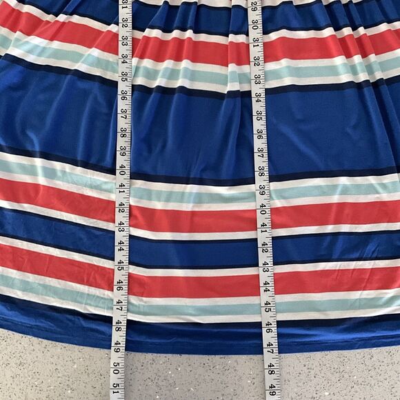 Boden Maxi Blue Eda Dress Striped Hem Cap Sleeve Stretch Belted 6 - Picture 7 of 13